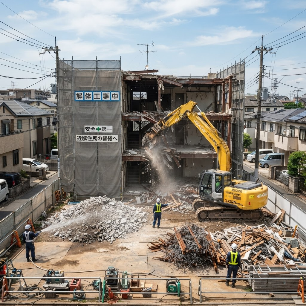 神奈川県川崎市幸区での鉄骨造3階建 共同住宅の解体工事