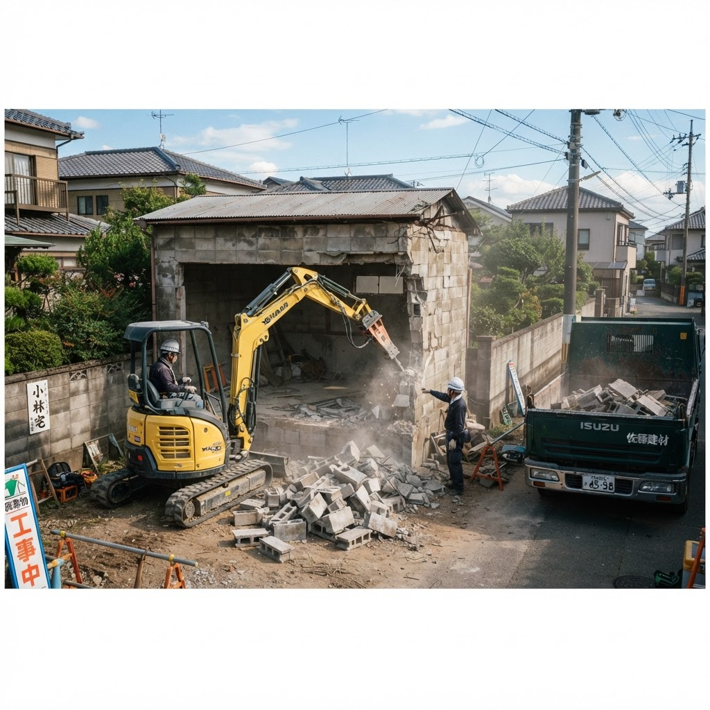 神奈川県藤沢市でのCB造 車庫・物置の解体工事